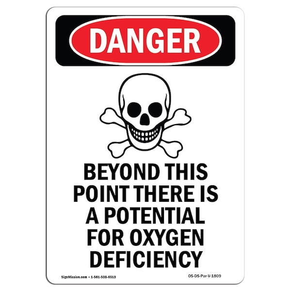 Safety Sign, OSHA Danger, 5" Height, Beyond This Point, Portrait, DS-D-35-V-1809-10PK